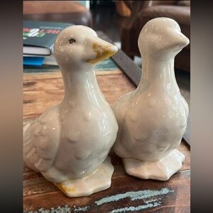 Two Vintage Ceramic Geese Ducks 6” Figures Cottage Core Decor